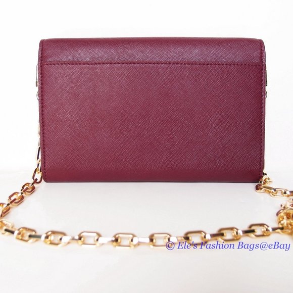 ❤️ NWT Tory Burch Robinson WOC Wallet On a Chain Leather Crossbody Shiraz Red - Picture 10 of 16